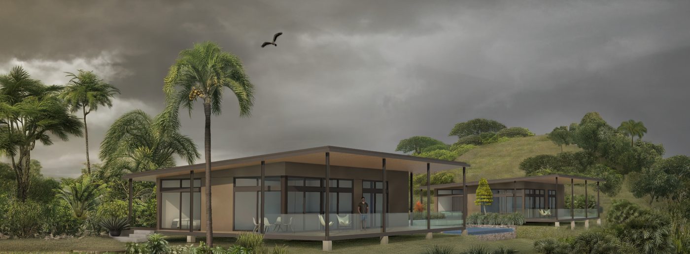 Rendu 3D de la villa entre jungle et mer